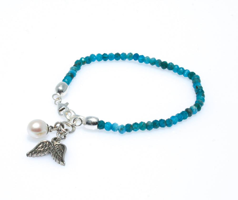 OCEAN ANGEL PEARL APATITE BRACELET WITH S/SILVER CLASP