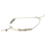 dainty silver bracelet with labradorite gemstones and pearls