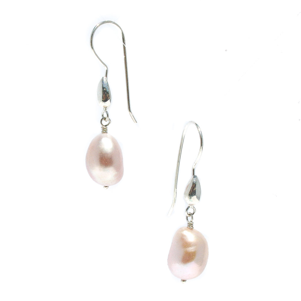 pink keshi pearl earrings