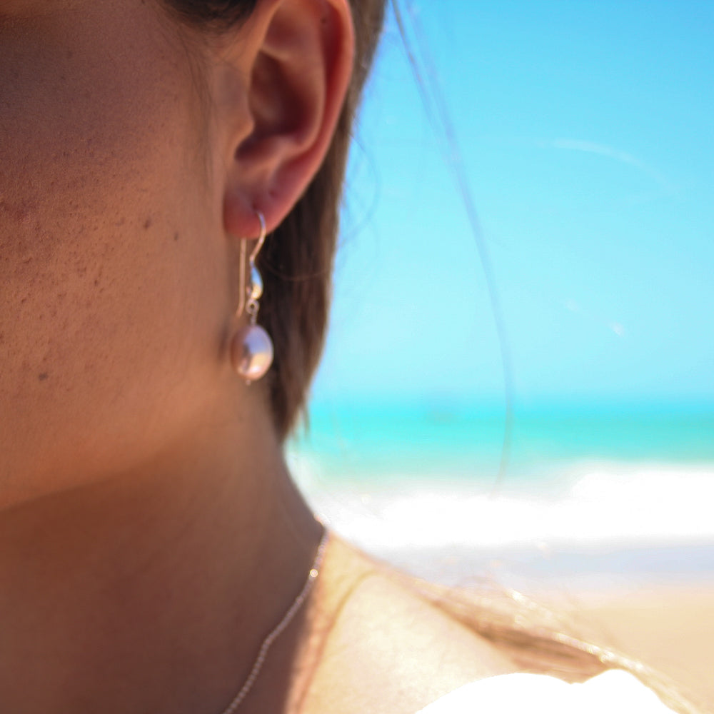 pink keshi pearl earrings