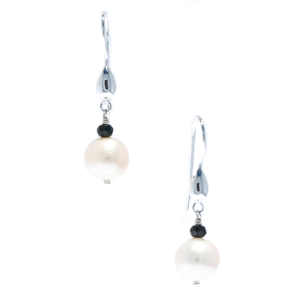 black garnet pearl earrings
