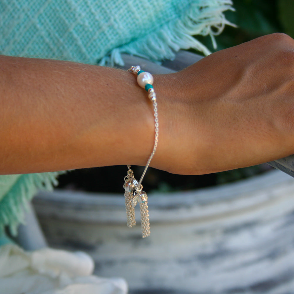 silver tassel bracelet