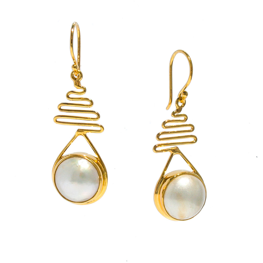 STAIRCASE TO THE MOON MABE EARRINGS GOLD