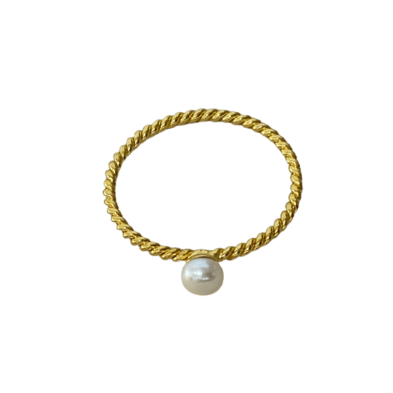 gold pearl twist ring