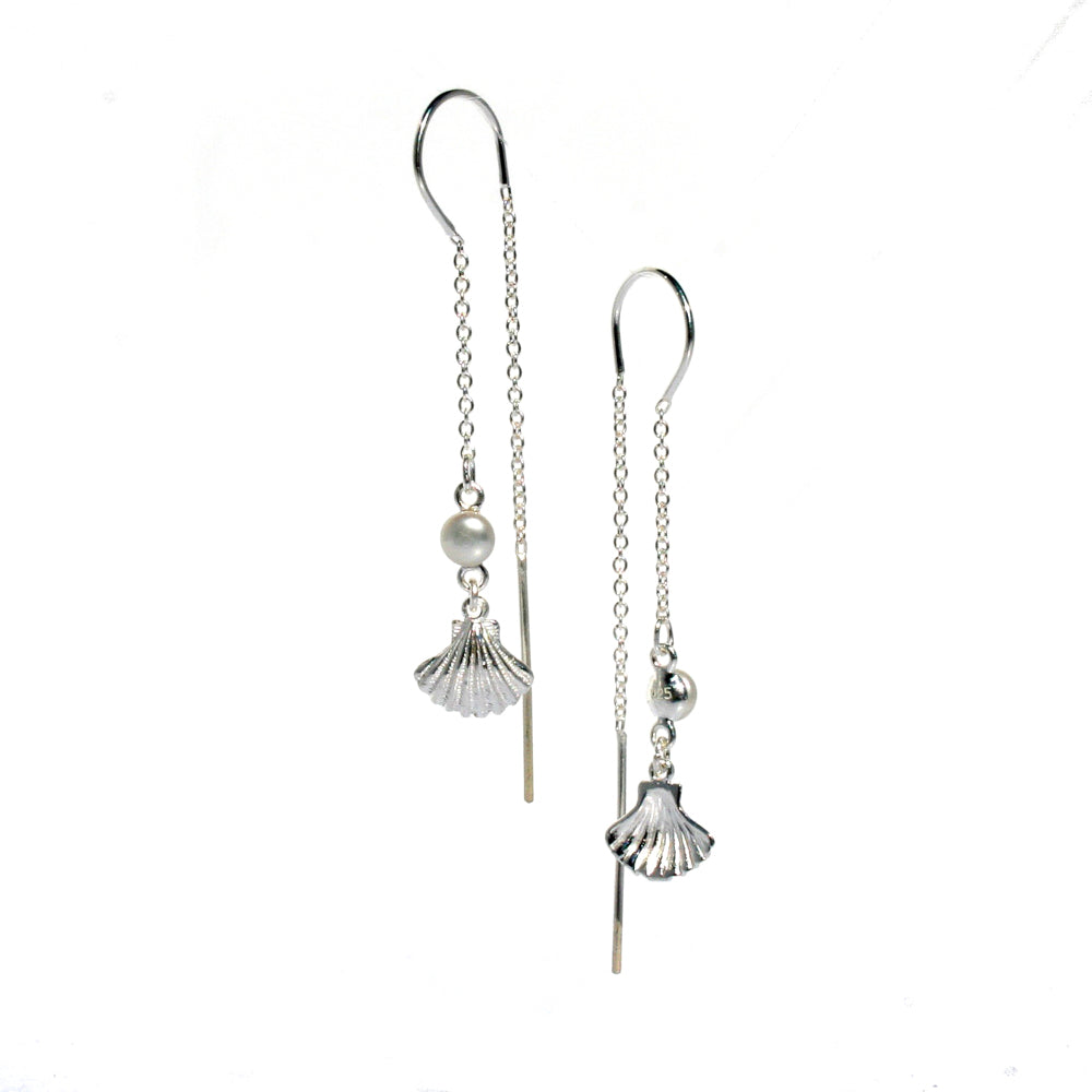 dainty shell thread earrings with pearl detail