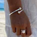 pearl cuff bracelet in silver