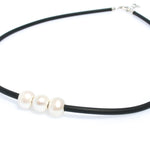 TARA TRIPLE PEARL NEOPRENE NECKLACE WITH STERLING SILVER CLASP