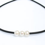 TARA TRIPLE PEARL NEOPRENE NECKLACE WITH STERLING SILVER CLASP