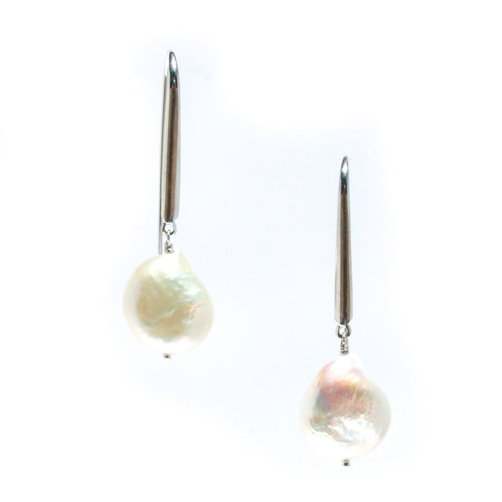 baroque pearl sterling silver hook earrings