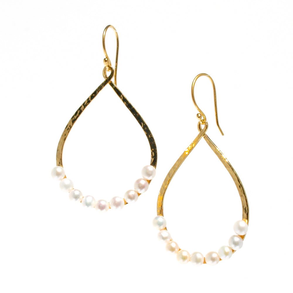 gold boho pearl earrings