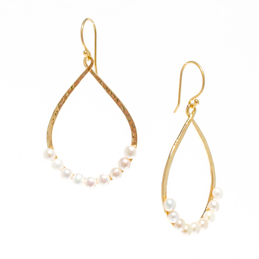 gold boho pearl earrings