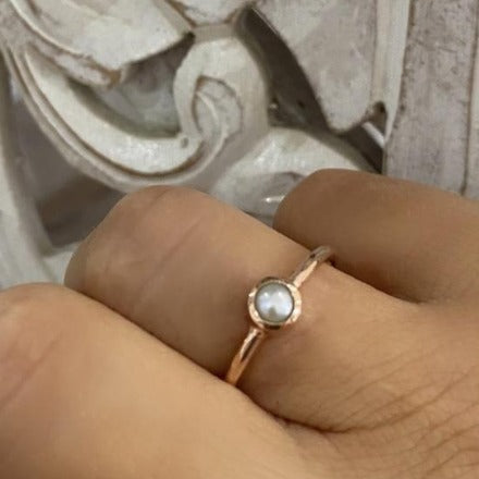 Dainty Pearl Ring Rose Gold Lush Designs Jewellery