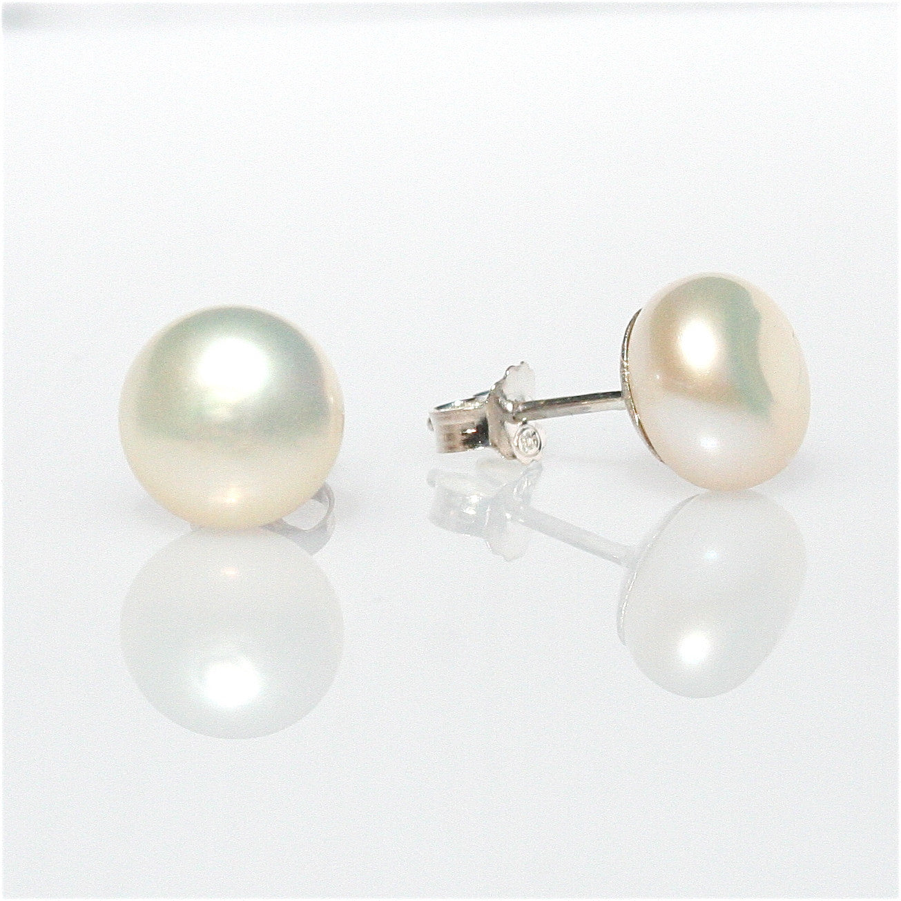 white pearl studs 8 mm