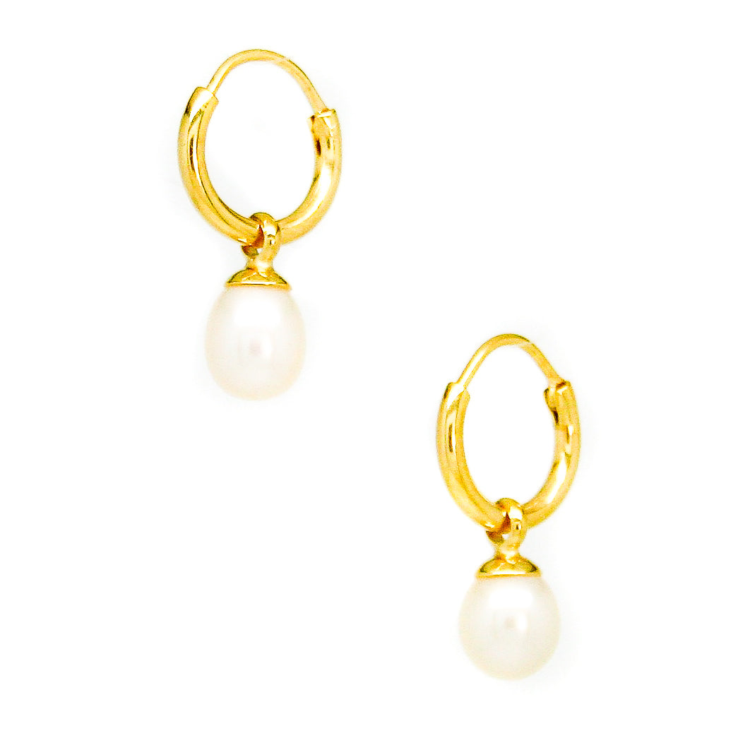 gold pearl sleeper earrings