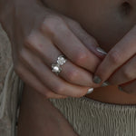 frangipani silver ring with pearl