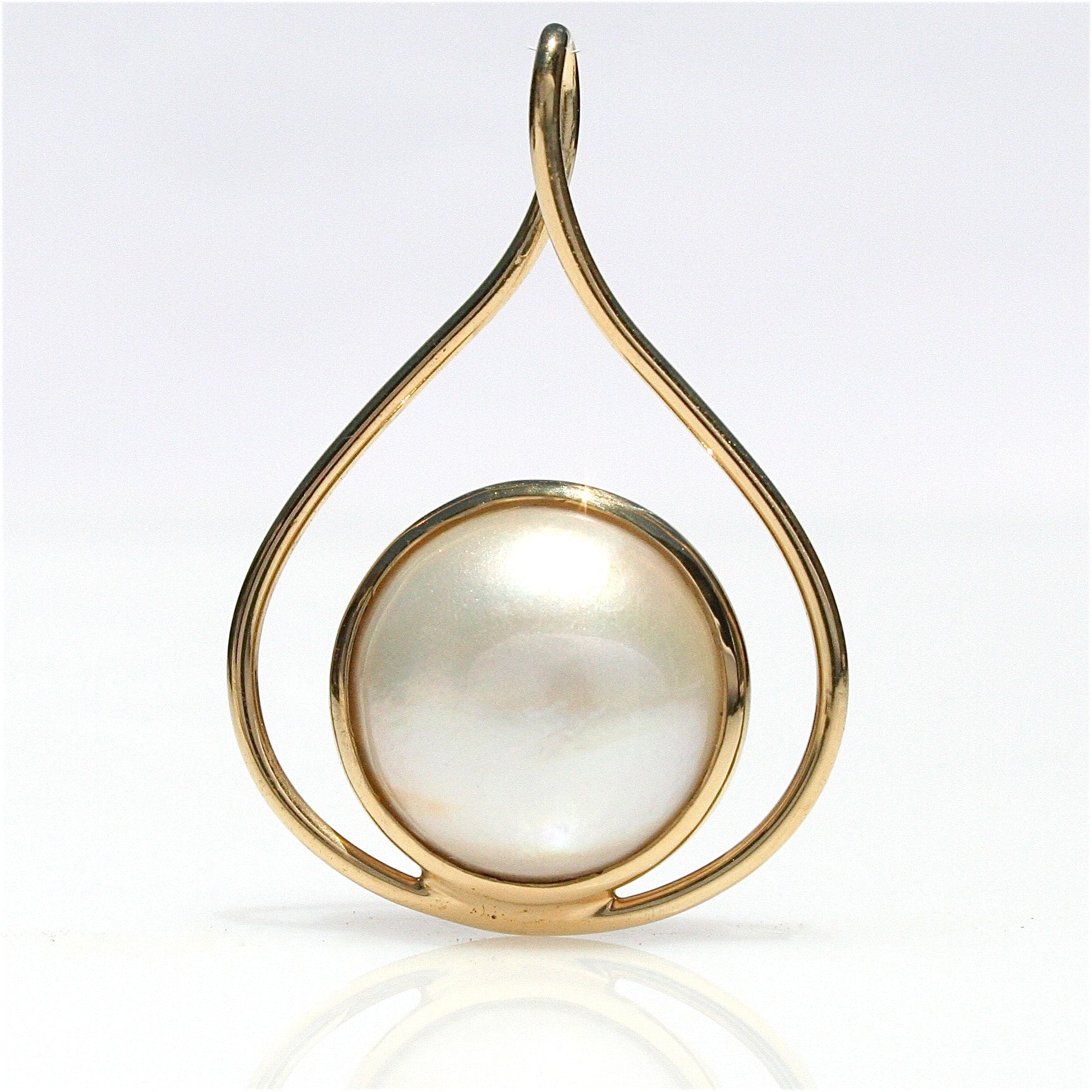 full moon white mabe pearl pendant in gold vermeil australian designed