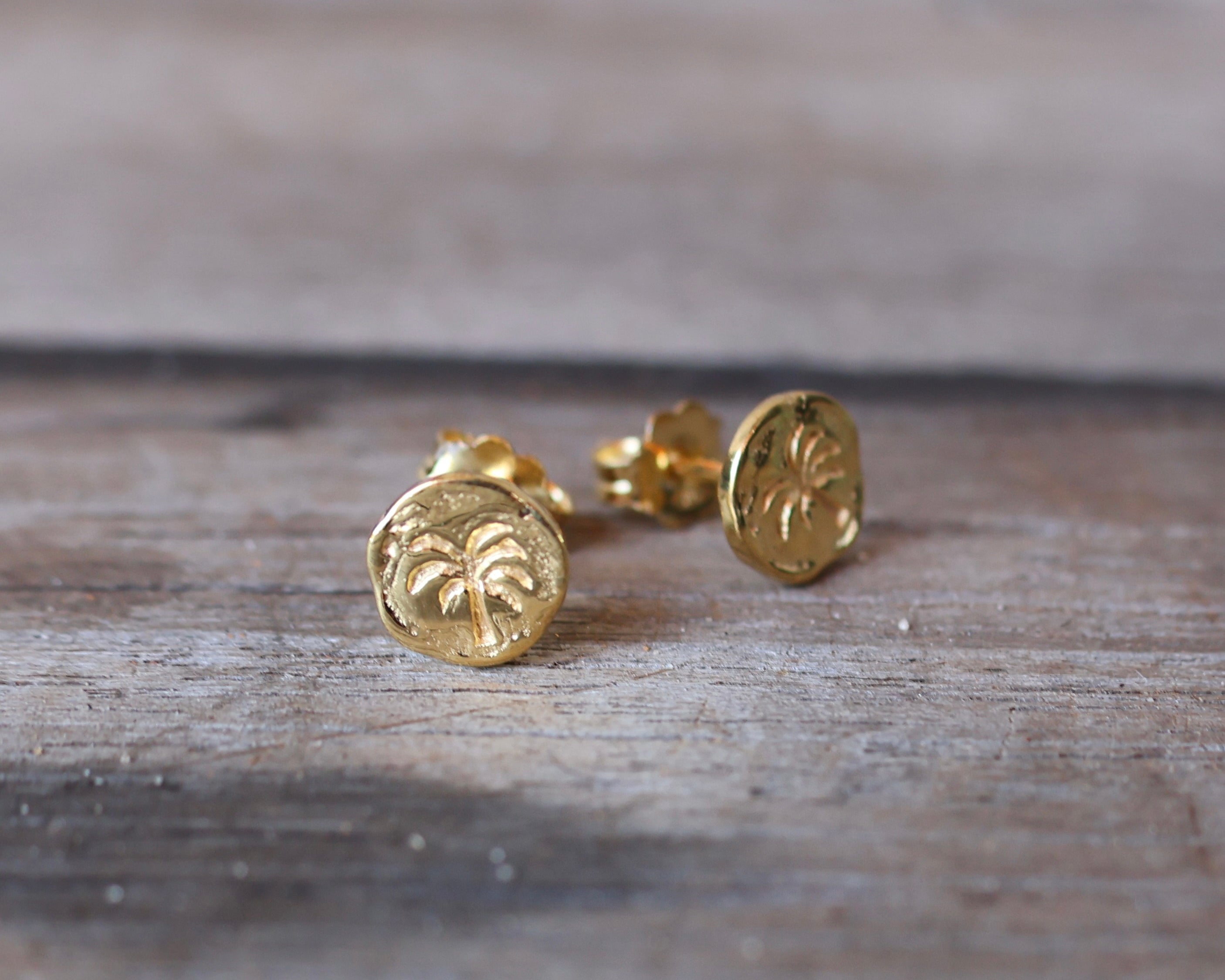 gold palm tree studs