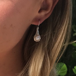 pearl hook earrings encased in silver