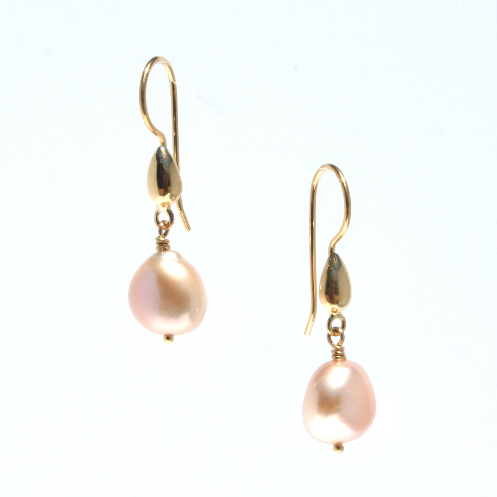 pink keshi pearl hook earrings