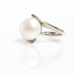 12mm white pearl ring set in silver