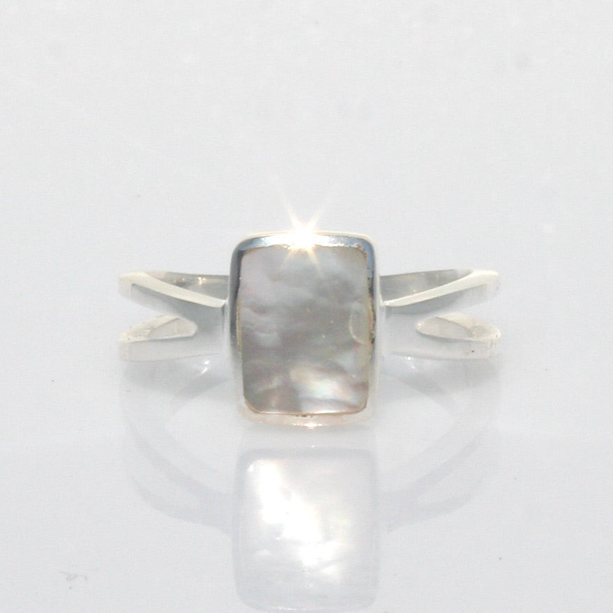 mother of pearl beach boho ring