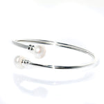 spiral wrap silver pearl bracelet 