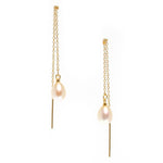 gold pearl thread earrings